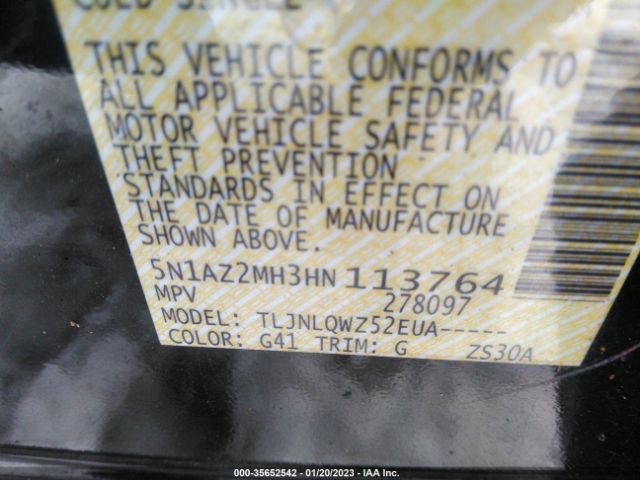 5N1AZ2MH3HN113764 Nissan MURANO SV