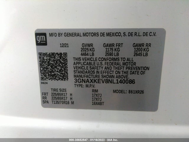 Chevrolet EQUINOX LT 2022 3GNAXKEV8NL140086 Image 9