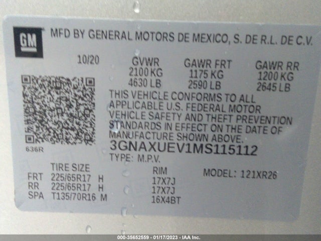 Chevrolet EQUINOX LT 2021 3GNAXUEV1MS115112 Image 9