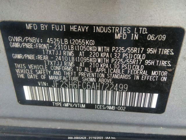 JF2SH6FC6AH722499 Subaru Forester 2.5xt Limited