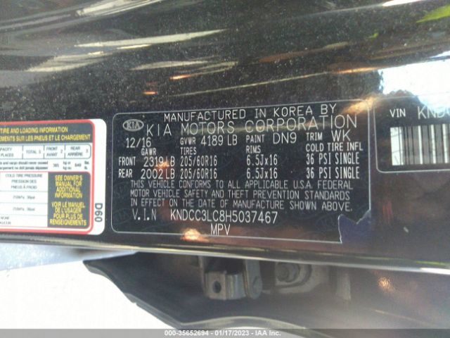 KNDCC3LC8H5037467 KIA NIRO EX