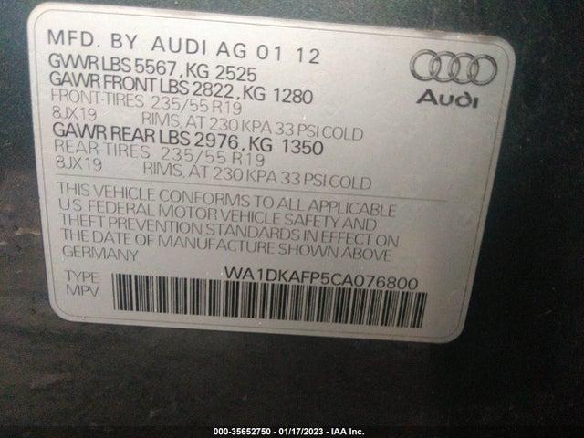 Audi Q5 3.2l Premium Plus 2012 WA1DKAFP5CA076800 Image 11