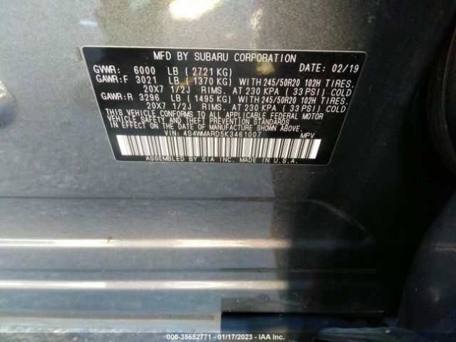 4S4WMARD5K3461007 Subaru Ascent Touring