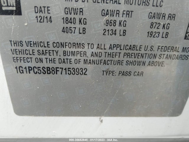 Chevrolet CRUZE LT 2015 1G1PC5SB8F7153932 Image 9