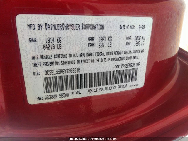 3C3EL55H6YT202210 Chrysler Sebring Jxi