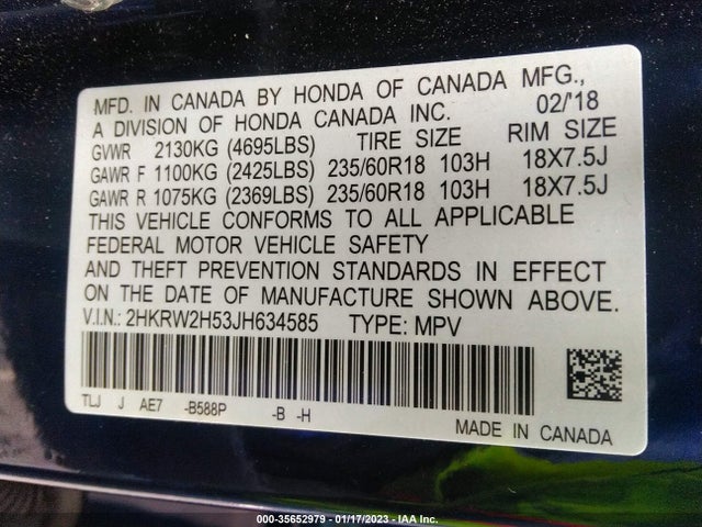 Honda CR-V EX 2018 2HKRW2H53JH634585 Image 10