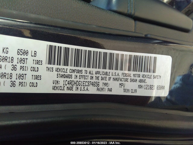 Dodge DURANGO LIMITED 2014 1C4RDHDG1EC374656 Image 9