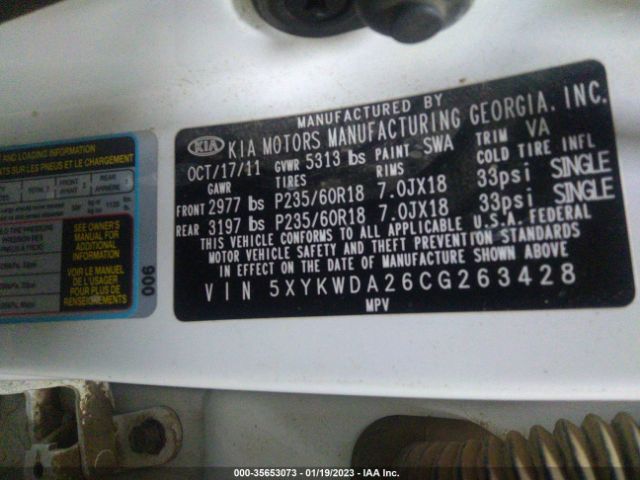 5XYKWDA26CG263428 KIA SORENTO SX