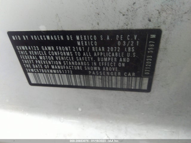 2021 VOLKSWAGEN JETTA S/SE/R-LINE VIN: 3VWC57BUXMM051772