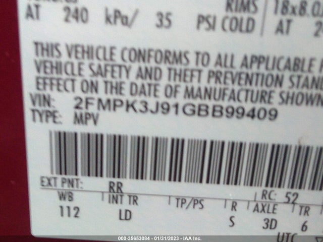 Ford EDGE SEL 2016 2FMPK3J91GBB99409 Image 9