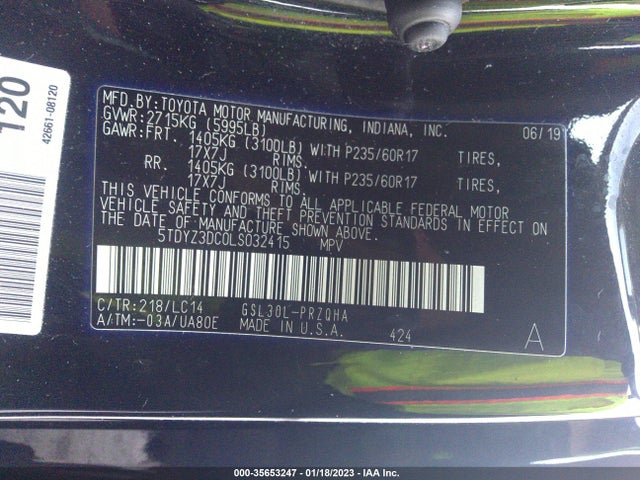 Toyota Sienna 2020 5TDYZ3DC0LS032415 Image 9