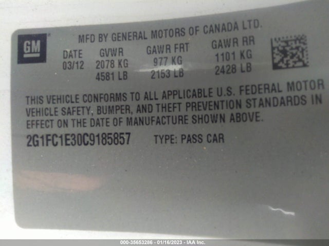 Chevrolet Camaro 2lt 2012 2G1FC1E30C9185857 Image 10