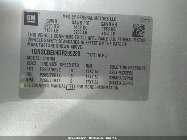 Chevrolet Tahoe Lt 2013 1GNSCBE04DR299280 Image 11