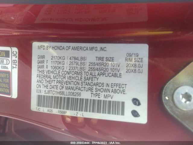 Acura Rdx W/a-spec Pkg 2020 5J8TC1H68LL008256 Image 10