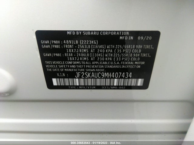 2021 Subaru Forester, VIN: JF2SKAUC9MH407434