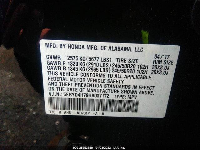 2017 Acura MDX, VIN: 5FRYD4H79HB037172