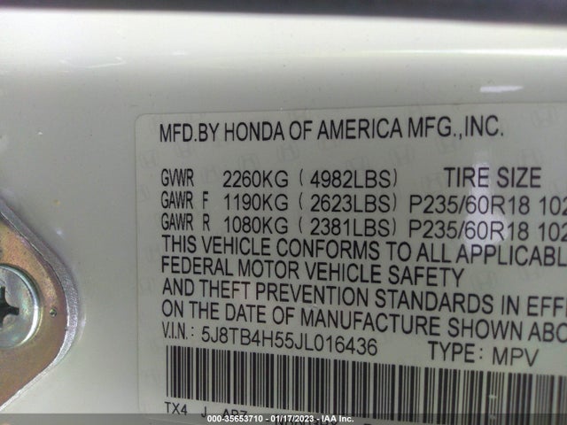 2018 Acura RDX, VIN: 5J8TB4H55JL016436