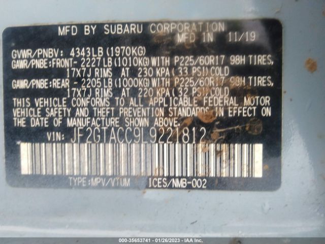 JF2GTACC9L9221812 Subaru Crosstrek Premium