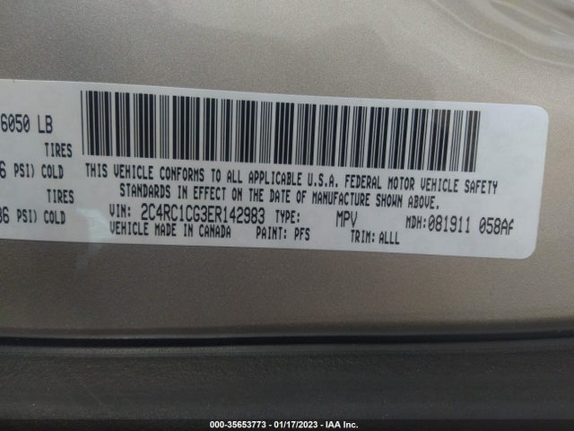 2C4RC1CG3ER142983 Chrysler Town & Country Touring-l