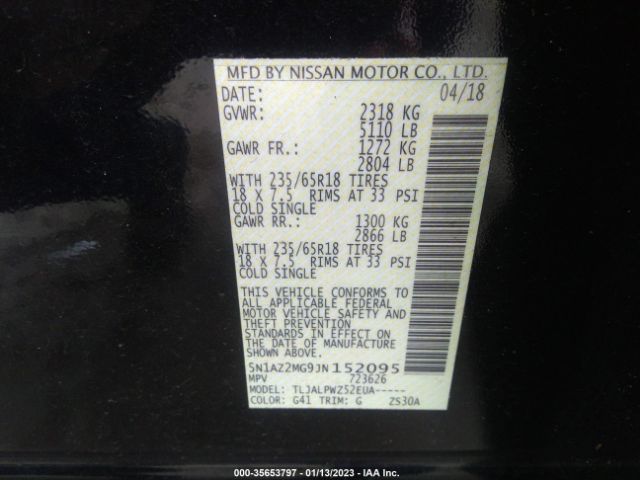 5N1AZ2MG9JN152095 Nissan MURANO S