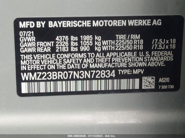 WMZ23BR07N3N72834 Mini Countryman Cooper