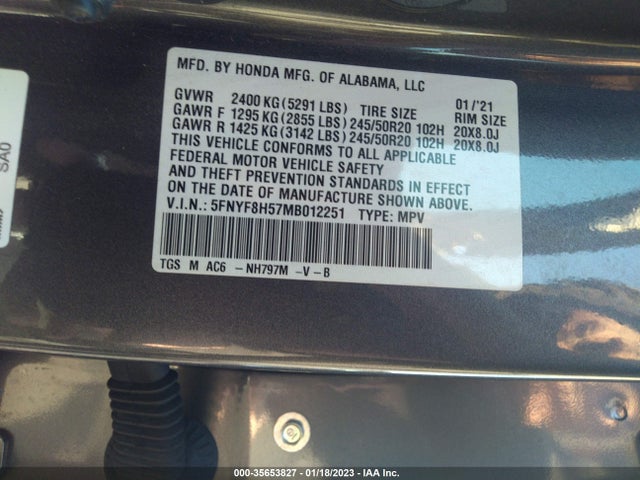 Honda Passport 2021 5FNYF8H57MB012251 Image 9