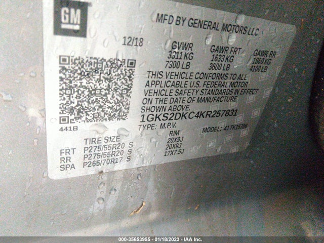 GMC Yukon Slt Standard Edition 2019 1GKS2DKC4KR257831 Image 10