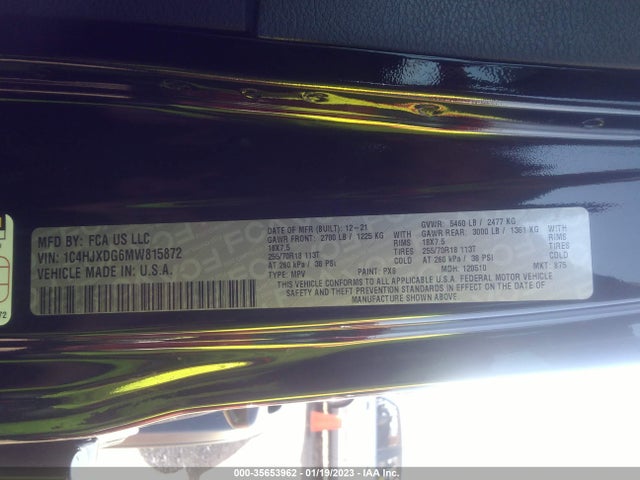 1C4HJXDG6MW815872 Jeep Wrangler Unlimited Sport Altitude