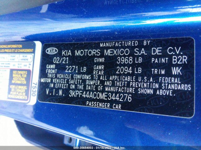 3KPF44AC0ME344276 KIA FORTE GT