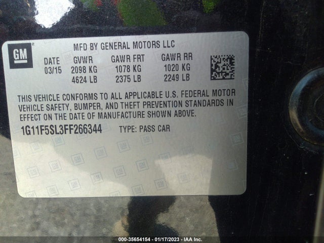2015 CHEVROLET MALIBU LTZ VIN: 1G11F5SL3FF266344