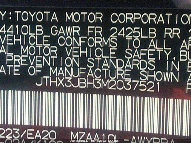 JTHX3JBH3M2037521 Lexus Ux Ux 200