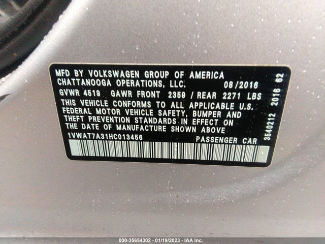 Volkswagen Passat 1.8t S 2017 1VWAT7A31HC013456 Image 11