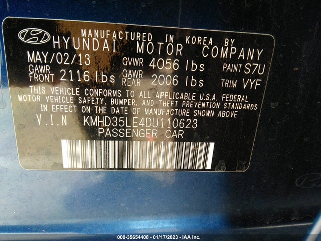 2013 HYUNDAI ELANTRA GT VIN: KMHD35LE4DU110623
