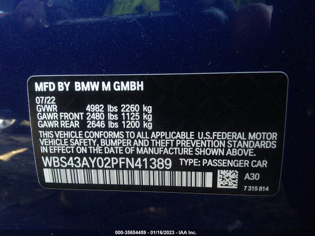 2023 BMW M3, VIN: WBS43AY02PFN41389