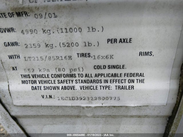 2002 PROWLER POWLER VIN: 1EC1D392322800775