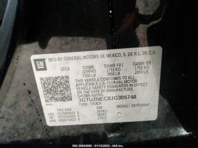 3GTU2NEC0JG305748 GMC Sierra 1500 Slt