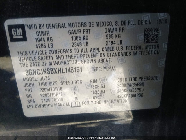 Chevrolet TRAX LS 2017 3GNCJKSBXHL148151 Image 10
