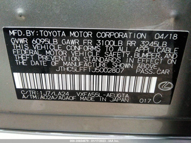 2018 Lexus LS, VIN: JTHC5LFF1J5002807