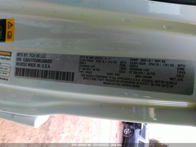Jeep Gladiator High Altitude 2021 1C6HJTFG0ML608425 Image 9