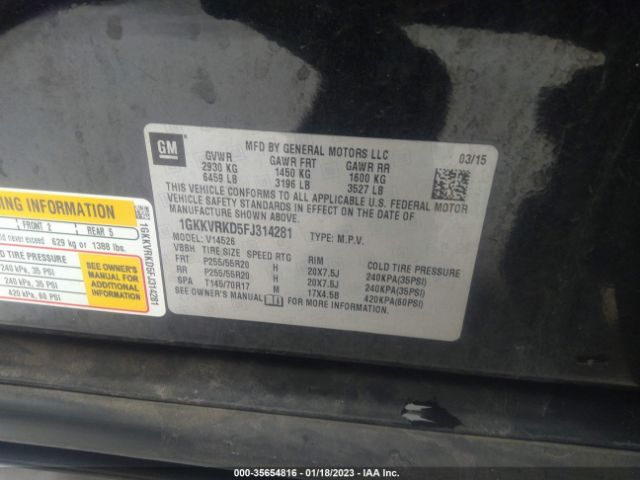 1GKKVRKD5FJ314281 GMC ACADIA SLT
