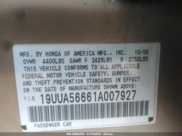 Acura TL 2001 19UUA56661A007927 Image 10