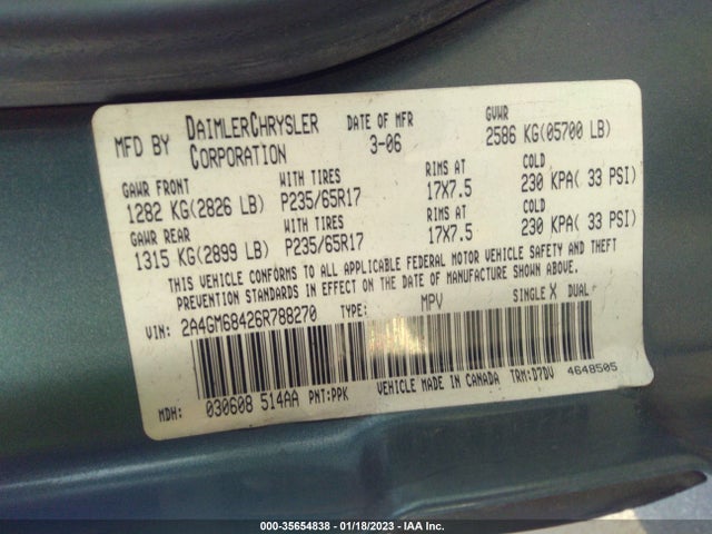 Chrysler Pacifica Touring 2006 2A4GM68426R788270 Image 10