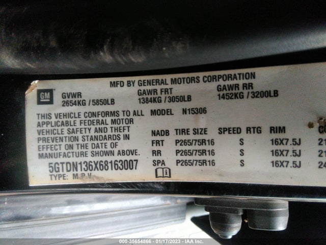 5GTDN136X68163007 Hummer H3