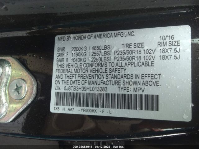 5J8TB3H39HL013283 Acura RDX