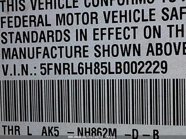 2020 HONDA ODYSSEY TOURING VIN: 5FNRL6H85LB002229