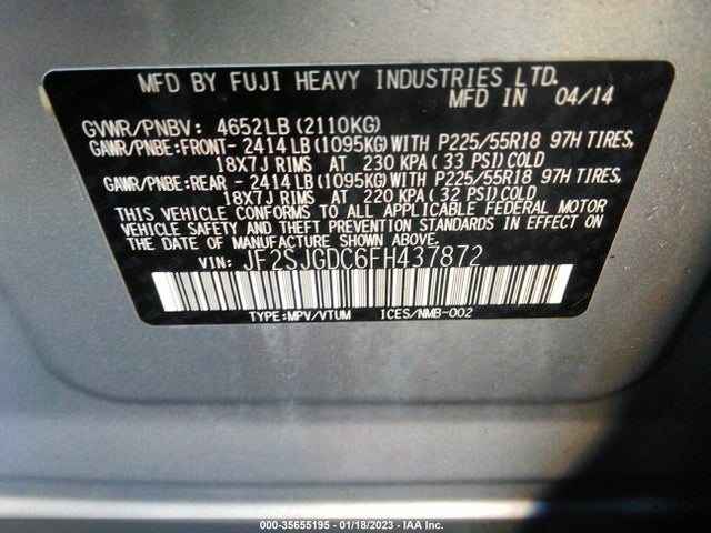 2015 Subaru Forester, VIN: JF2SJGDC6FH437872
