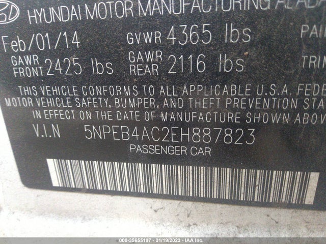 Hyundai SONATA GLS 2014 5NPEB4AC2EH887823 Image 11