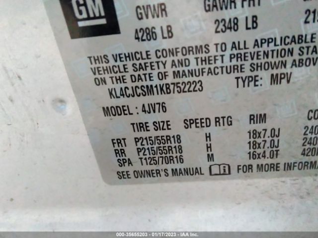 KL4CJCSM1KB752223 Buick Encore Essence