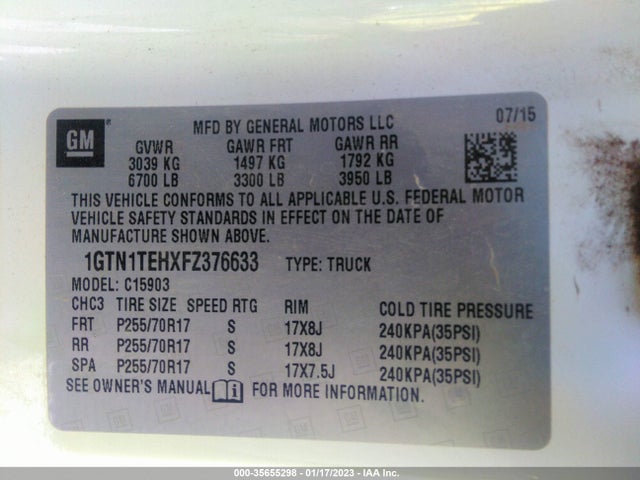 GMC SIERRA 1500 2015 1GTN1TEHXFZ376633 Image 9
