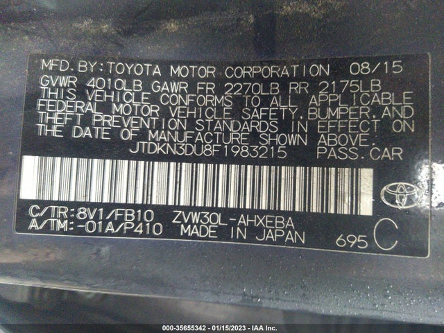 Toyota Prius Four 2015 JTDKN3DU8F1983215 Image 9